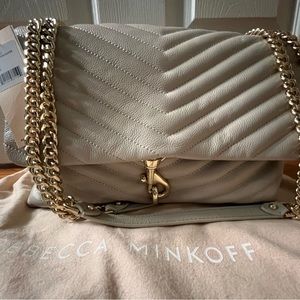 NWT Rebecca Minkoff Edie Shoulder Flap Bag in Tahini